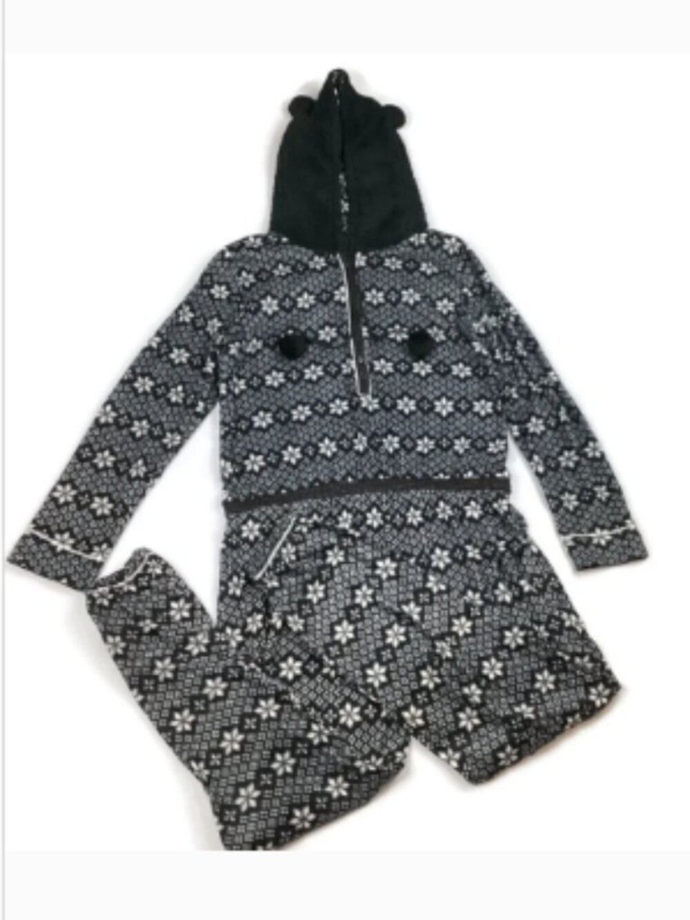 Kensie I Only Sleep in Pretty One Piece Hooded PJ Pajamas